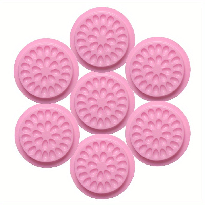 50pcs Pink Flower-Shaped False Eyelash Glue Holders - Multi-Color Lash Application Pads, No Power Needed, Ideal for Eyelash Extensions & Makeup Tools