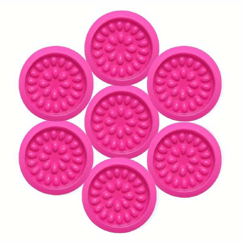 50pcs Pink Flower-Shaped False Eyelash Glue Holders - Multi-Color Lash Application Pads, No Power Needed, Ideal for Eyelash Extensions & Makeup Tools