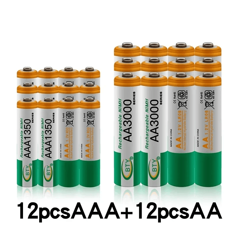 4-20pcs AA+AAA Rechargeable Battery 1.2V AA3000MAH+AAA1350mAh Nickel Hydrogen Battery Suitable for Camera Toy Car Computer Clocks Radios Video Games Digital Cameras