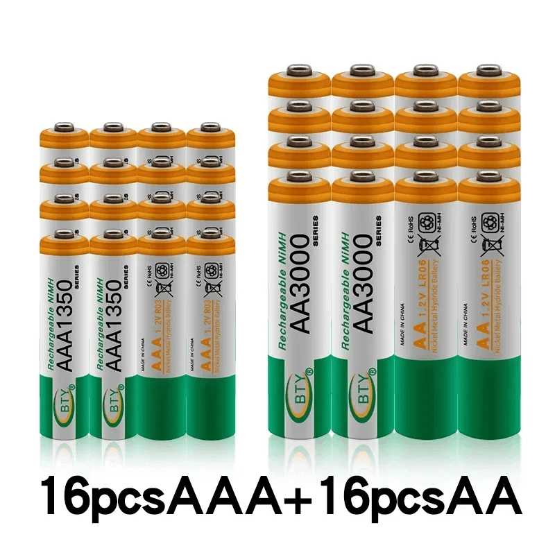 4-20pcs AA+AAA Rechargeable Battery 1.2V AA3000MAH+AAA1350mAh Nickel Hydrogen Battery Suitable for Camera Toy Car Computer Clocks Radios Video Games Digital Cameras