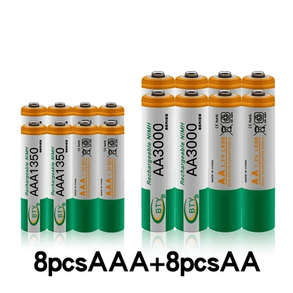 4-20pcs AA+AAA Rechargeable Battery 1.2V AA3000MAH+AAA1350mAh Nickel Hydrogen Battery Suitable for Camera Toy Car Computer Clocks Radios Video Games Digital Cameras