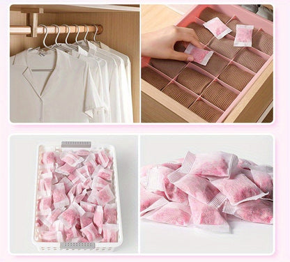 48pcs Scented Sachets For Closet, Moisture-proof, Mildew-proof, Deodorizer, Floral Fragrance Bags, Home Use, Plastic Material