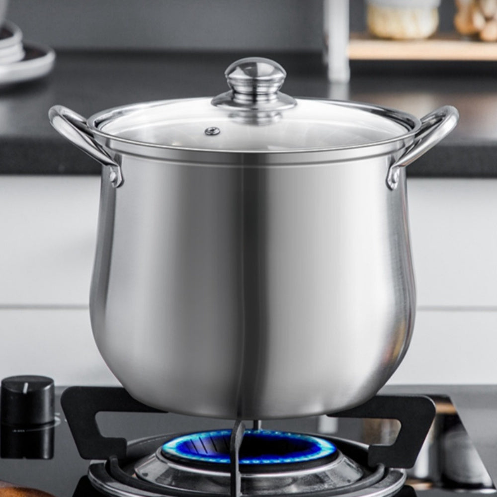 Stainless Steel Household Thickened Large Capacity Soup Pot For Boiling Soup, Cooking Porridge, Steaming And Stewing, Suitable For Induction Cooker And Gas Stove