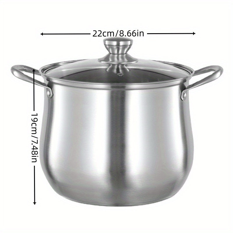Stainless Steel Household Thickened Large Capacity Soup Pot For Boiling Soup, Cooking Porridge, Steaming And Stewing, Suitable For Induction Cooker And Gas Stove