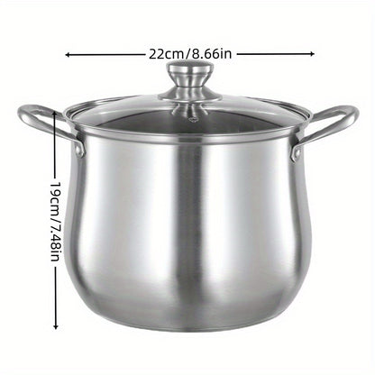 Stainless Steel Household Thickened Large Capacity Soup Pot For Boiling Soup, Cooking Porridge, Steaming And Stewing, Suitable For Induction Cooker And Gas Stove