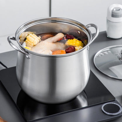 Stainless Steel Household Thickened Large Capacity Soup Pot For Boiling Soup, Cooking Porridge, Steaming And Stewing, Suitable For Induction Cooker And Gas Stove