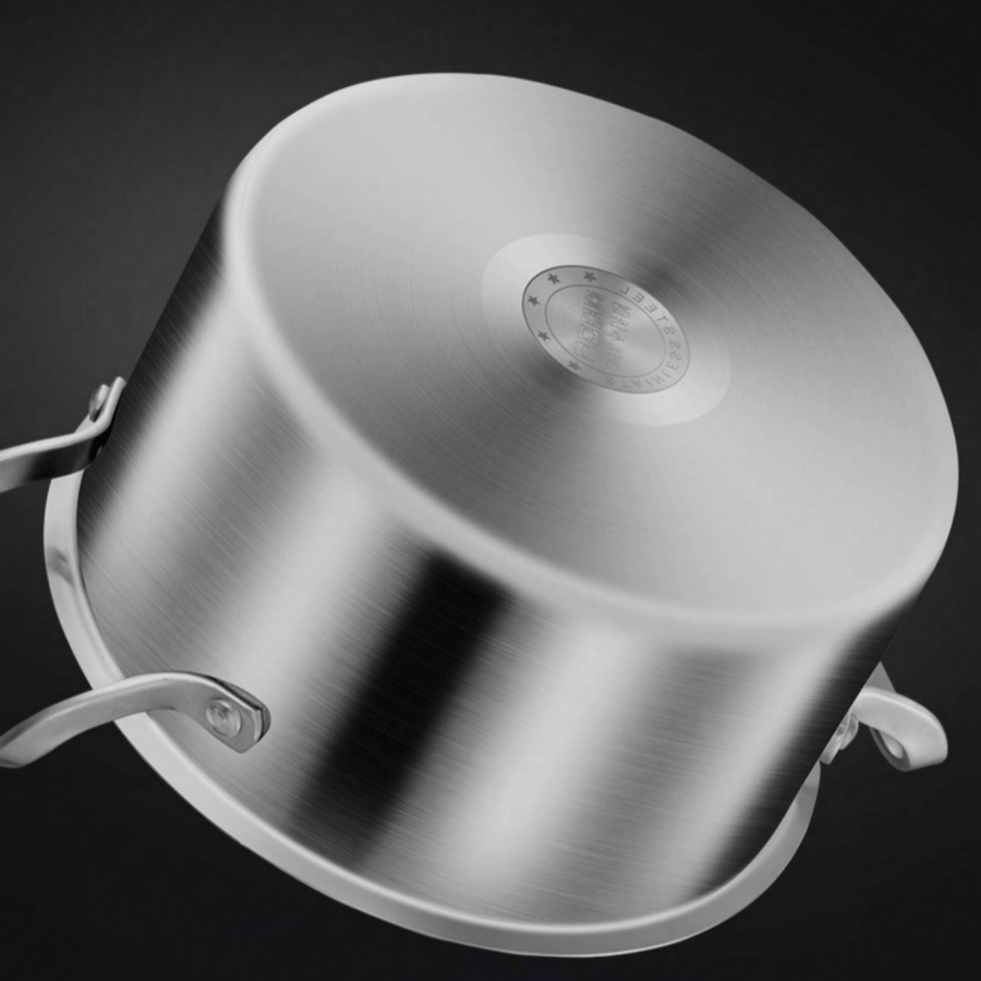 Premium Stainless Steel Soup Pot with Lid - Induction Compatible, Thickened Double-Handle Design for Home Cooking, Steaming, and Soup Preparation - Perfect for Outdoor Camping, Uncharged Power Source, Camping Cookware|Sleek C