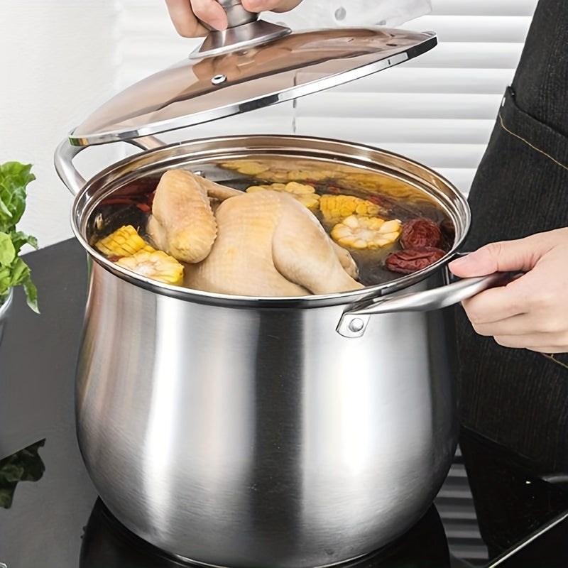 Versatile Large Stainless Steel Stock Pot - Perfect for Soups, Stews & More - Durable, Easy-Clean Kitchen Essential