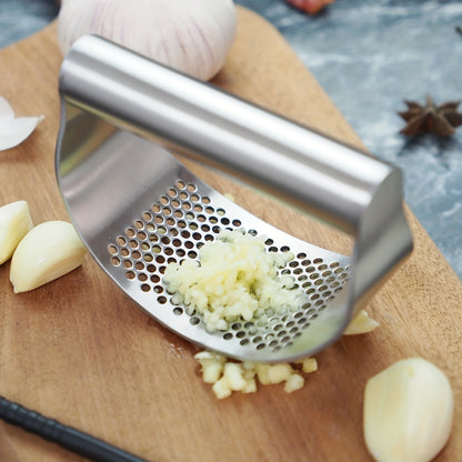 Heavy-Duty Manual Garlic Press & Crusher - 304 Stainless Steel Garlic Grinder with Lever, Adjustable Thickness, Easy-Clean Mincer for Kitchen & Restaurant Use - Garlic Peeler, Crusher (No /Squeeze)