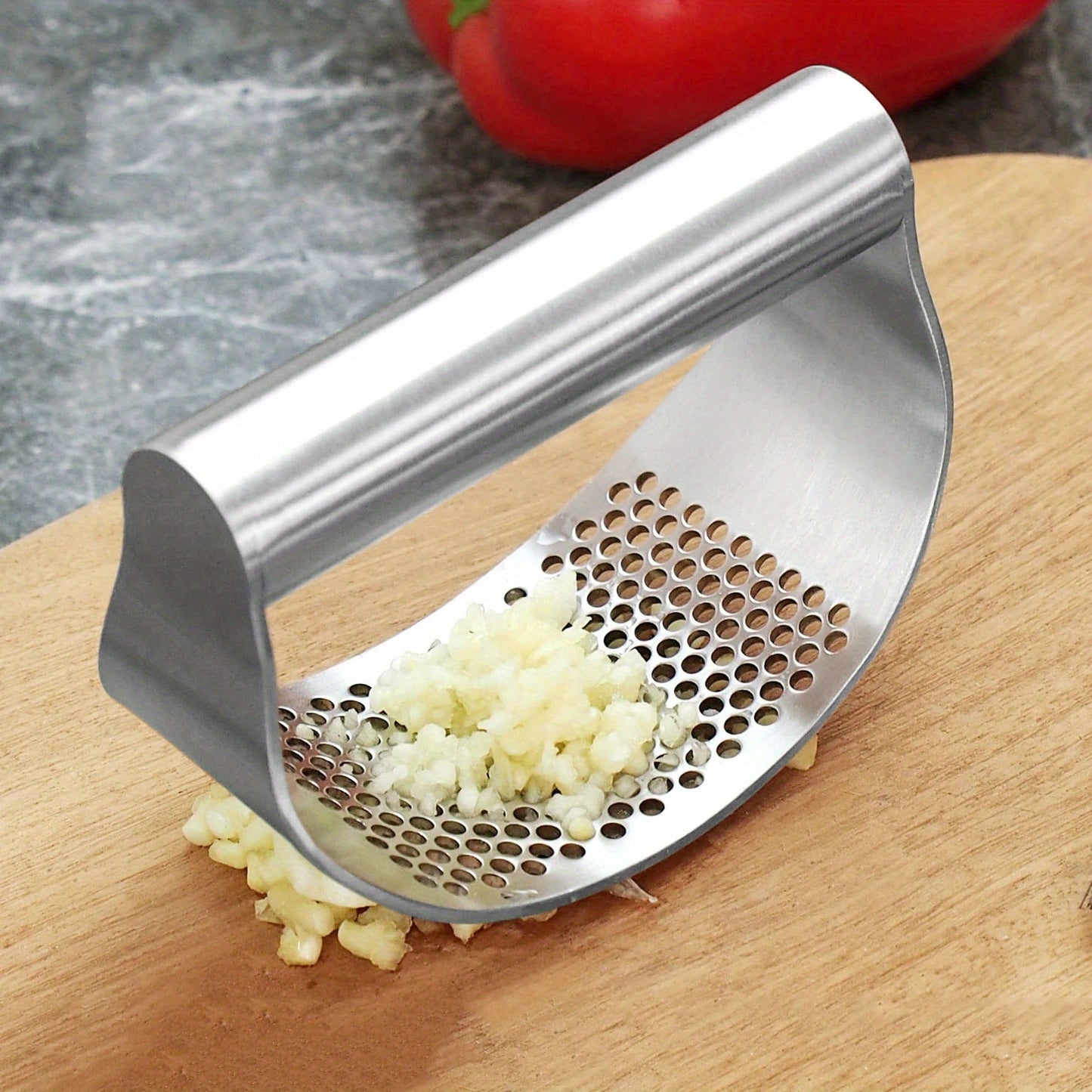 Heavy-Duty Manual Garlic Press & Crusher - 304 Stainless Steel Garlic Grinder with Lever, Adjustable Thickness, Easy-Clean Mincer for Kitchen & Restaurant Use - Garlic Peeler, Crusher (No /Squeeze)