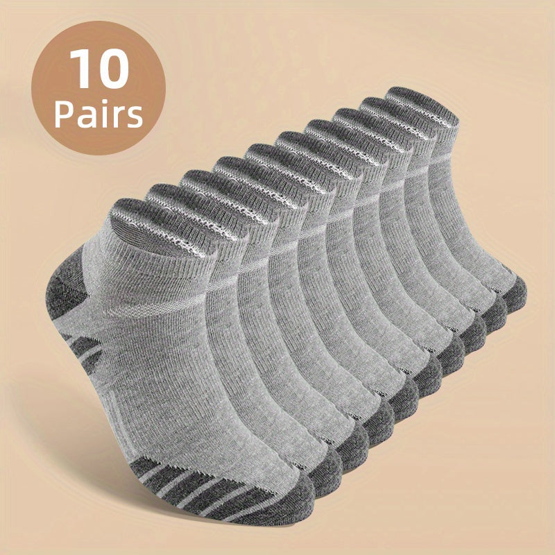 10/20 Pairs Men's Short Socks, Low-Cut Crew Socks for All Seasons, Sweat-Absorbent, Casual Wear, Allseason Socks, Minimalist Design, Classic Style, Breathable Fabric, Comfortable Fit, Basic Socks, Men's Footwear, Men's Fashio