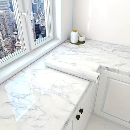 5m x 60cm Marble Adhesive Film, Grey Self-Adhesive Tabletop Cover, Random Match Shapes and Stripes Pattern, Easy Install for Kitchen Worktops and Furniture