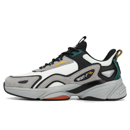 BAASPLOA Men's Sneakers - Lightweight Sneakers with Cushioned MD/TPR Sole, Beige/Black/Red Accent - Gym, Running, Everyday Shoes - Lace-Up Closure - All-Season (Spring/Fall/Summer) - Ideal for Men, Flexible Footwear