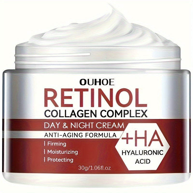 Retinol Collagen Complex Face Cream with Hyaluronic Acid, Vitamin C+E - Hydrating Gel Moisturizer for All Skin Types, Unisex-Adult - Alcohol-Free, Soothing Dry Skin, Enhances Elasticity, Firming and Moisturizing - 1 Bottle (3