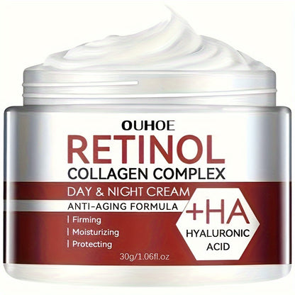 Retinol Collagen Complex Face Cream with Hyaluronic Acid, Vitamin C+E - Hydrating Gel Moisturizer for All Skin Types, Unisex-Adult - Alcohol-Free, Soothing Dry Skin, Enhances Elasticity, Firming and Moisturizing - 1 Bottle (3