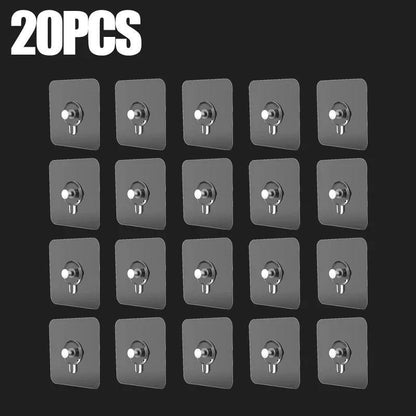 20pcs Practical Modern Wall Mounted Hooks - Easy to install, strong bond, no drilling, waterproof plastic hooks for photos, picture frames, posters, clocks in the kitchen and bathroom, utility hooks