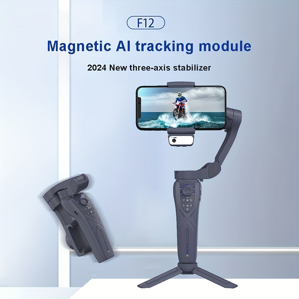 2024 New Magnetic AI Module Three-axis Anti-shake Video Stabilizer AI Tracking Module, Front Rear Tracking APP, Various Stimulating Gameplay Eighth-generation AI Face Tracking, Gesture Control Face Recognition Beauty Fill Light 3 Co