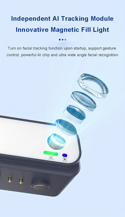 2024 New Magnetic AI Module Three-axis Anti-shake Video Stabilizer AI Tracking Module, Front Rear Tracking APP, Various Stimulating Gameplay Eighth-generation AI Face Tracking, Gesture Control Face Recognition Beauty Fill Light 3 Co
