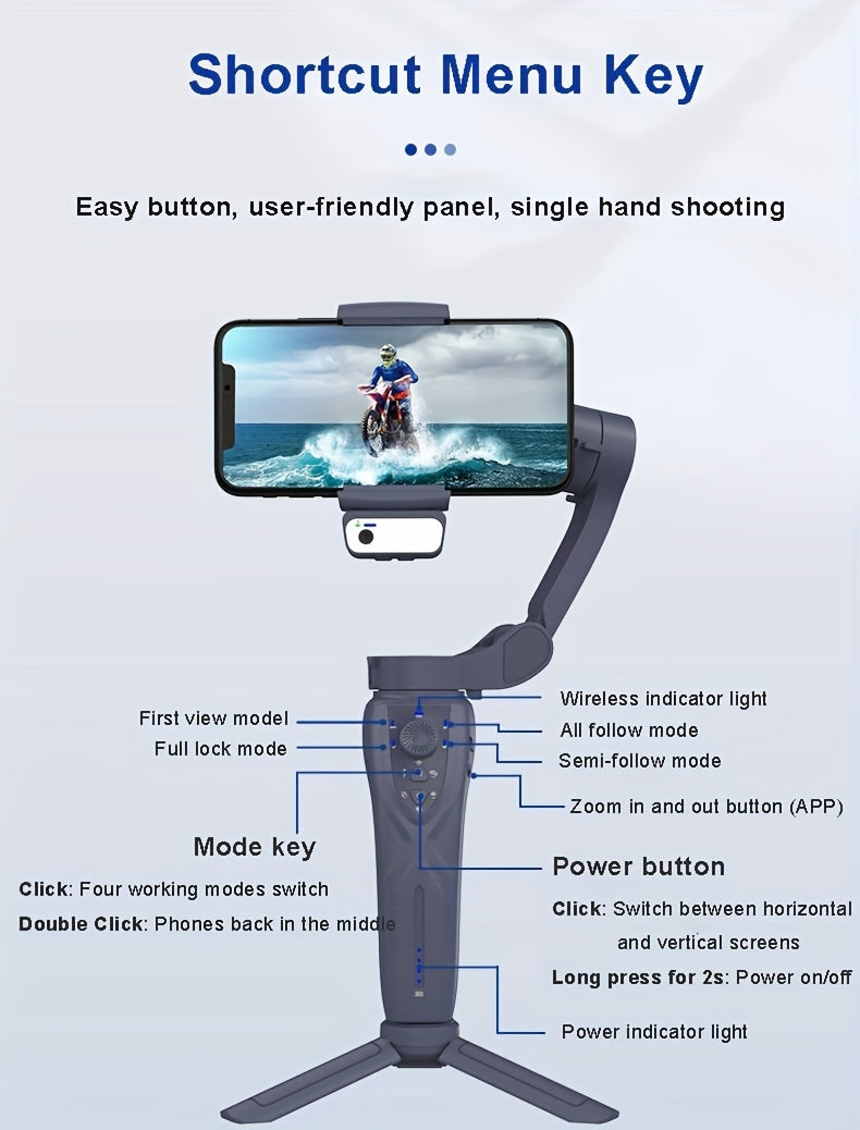 2024 New Magnetic AI Module Three-axis Anti-shake Video Stabilizer AI Tracking Module, Front Rear Tracking APP, Various Stimulating Gameplay Eighth-generation AI Face Tracking, Gesture Control Face Recognition Beauty Fill Light 3 Co