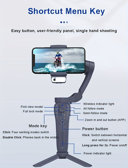 2024 New Magnetic AI Module Three-axis Anti-shake Video Stabilizer AI Tracking Module, Front Rear Tracking APP, Various Stimulating Gameplay Eighth-generation AI Face Tracking, Gesture Control Face Recognition Beauty Fill Light 3 Co