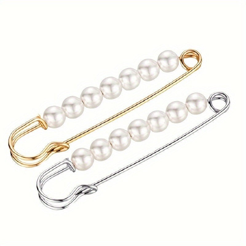 4pcs Faux Pearl Waist Pin Scarf Safety Hijab Clip Shawl Buckle Pin Brooch Sweater Pins Brooches for Women