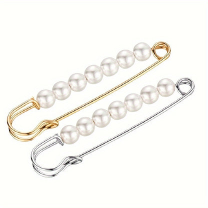 4pcs Faux Pearl Waist Pin Scarf Safety Hijab Clip Shawl Buckle Pin Brooch Sweater Pins Brooches for Women