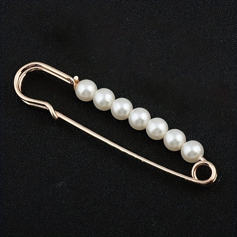 4pcs Faux Pearl Waist Pin Scarf Safety Hijab Clip Shawl Buckle Pin Brooch Sweater Pins Brooches for Women