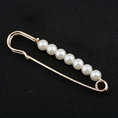 4pcs Faux Pearl Waist Pin Scarf Safety Hijab Clip Shawl Buckle Pin Brooch Sweater Pins Brooches for Women