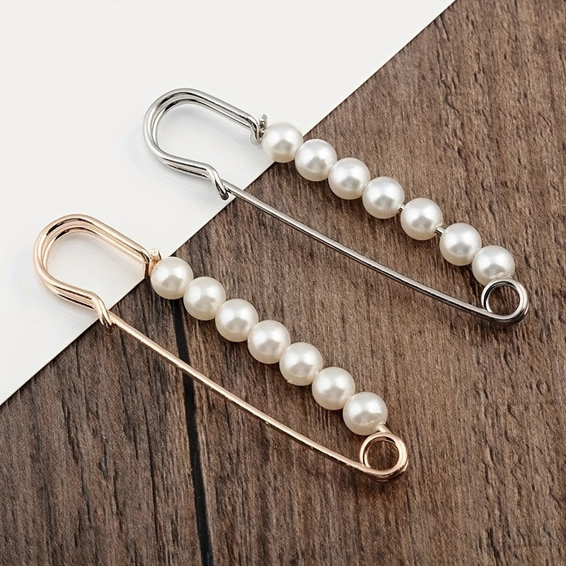 4pcs Faux Pearl Waist Pin Scarf Safety Hijab Clip Shawl Buckle Pin Brooch Sweater Pins Brooches for Women