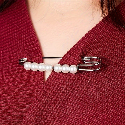 4pcs Faux Pearl Waist Pin Scarf Safety Hijab Clip Shawl Buckle Pin Brooch Sweater Pins Brooches for Women