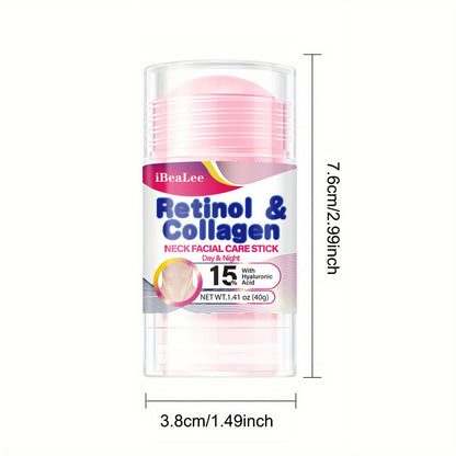 Stick Refirmante para o Pescoço com Retinol e Colagénio: Hidratante Facial com Complexo de Retinol e Colagénio 5% - Redutor de Papada - Creme de Dia e Noite - Creme Facial Refirmante e Hidratante, 40g/1,41oz