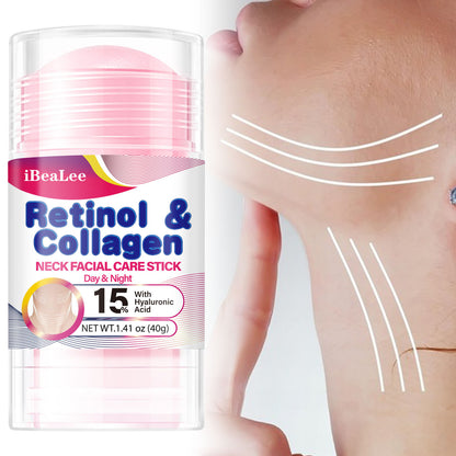 Stick Refirmante para o Pescoço com Retinol e Colagénio: Hidratante Facial com Complexo de Retinol e Colagénio 5% - Redutor de Papada - Creme de Dia e Noite - Creme Facial Refirmante e Hidratante, 40g/1,41oz