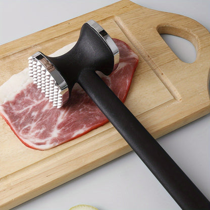 1pc Zinc Alloy Meat Mallet - Heavy Duty Kitchen Meat Tenderizer Hammer with Rubber Grip, Stainless Steel Head for Effortless Pounding and Tenderizing, Perfect for Home Cooks, Cooking Accessory | Modern Kitchen Tool | Durable