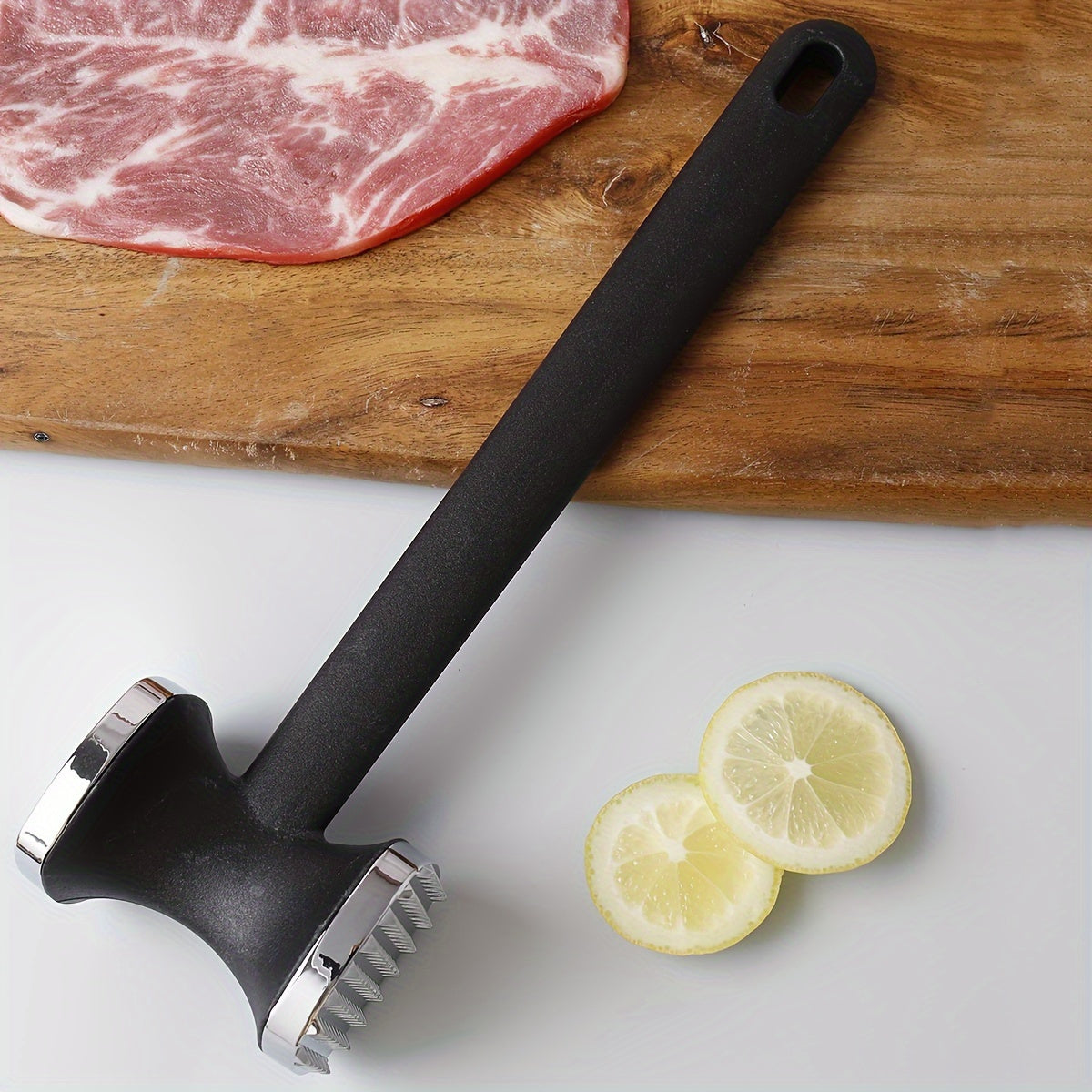 1pc Zinc Alloy Meat Mallet - Heavy Duty Kitchen Meat Tenderizer Hammer with Rubber Grip, Stainless Steel Head for Effortless Pounding and Tenderizing, Perfect for Home Cooks, Cooking Accessory | Modern Kitchen Tool | Durable