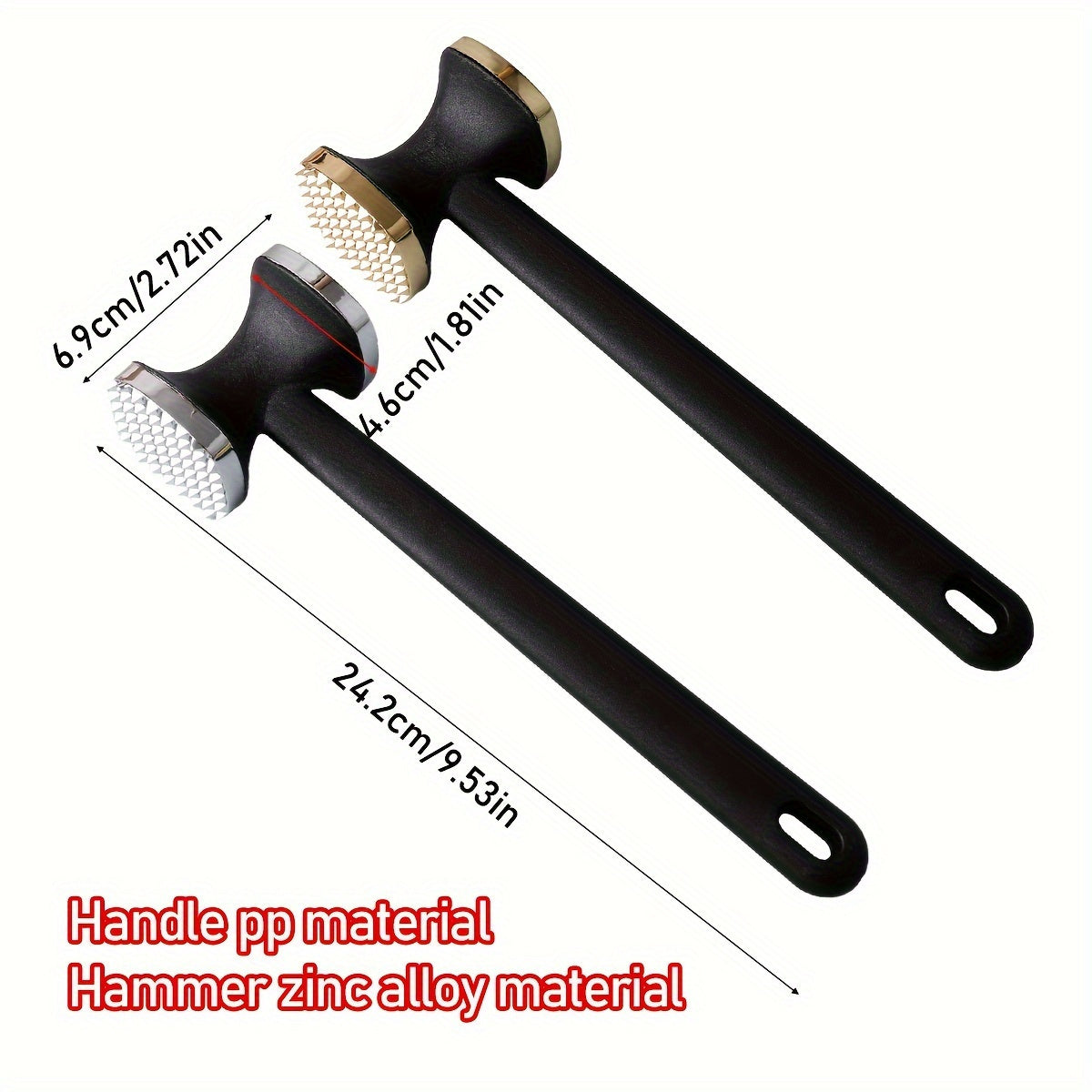 1pc Zinc Alloy Meat Mallet - Heavy Duty Kitchen Meat Tenderizer Hammer with Rubber Grip, Stainless Steel Head for Effortless Pounding and Tenderizing, Perfect for Home Cooks, Cooking Accessory | Modern Kitchen Tool | Durable
