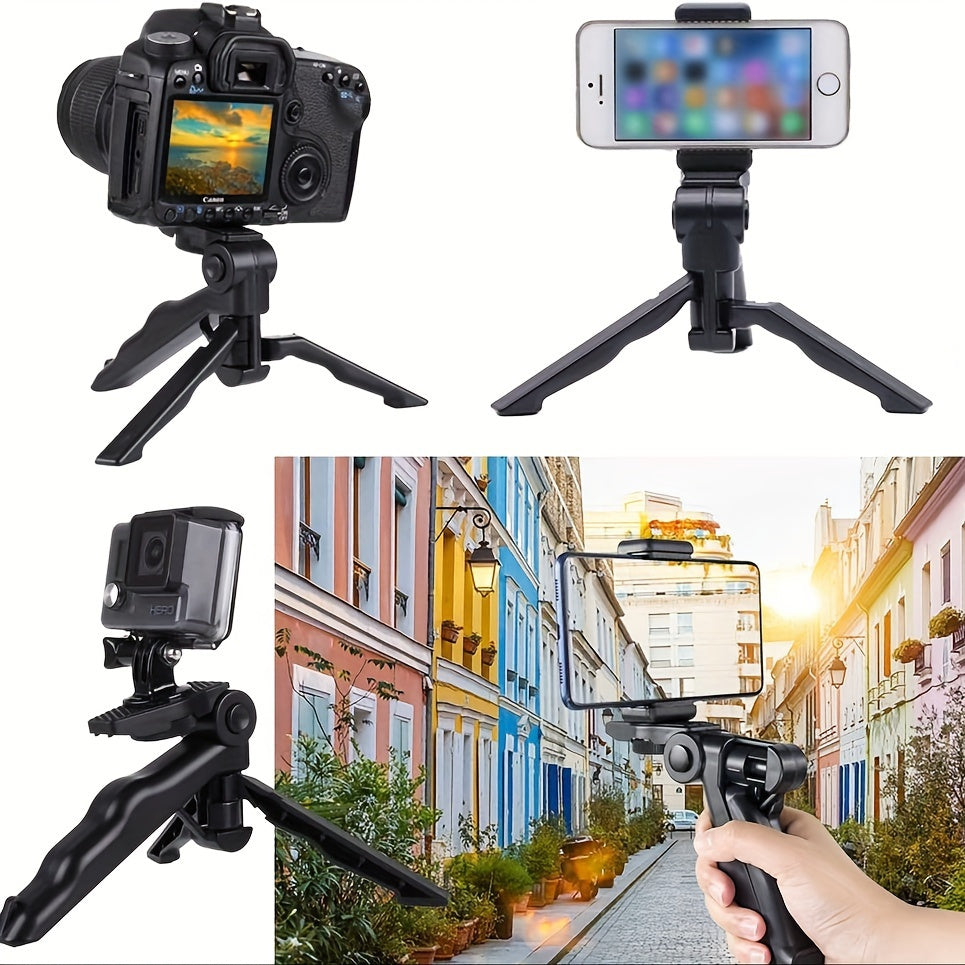 360° Anti-Shake Phone Stand, Multi-Functional Foldable Portable Selfie Holder with Desktop Tripod and Handheld Stabilizer for Horizontal/Vertical Screen Adjustment, Ideal for Photography, Video Recording, and Live Streaming,