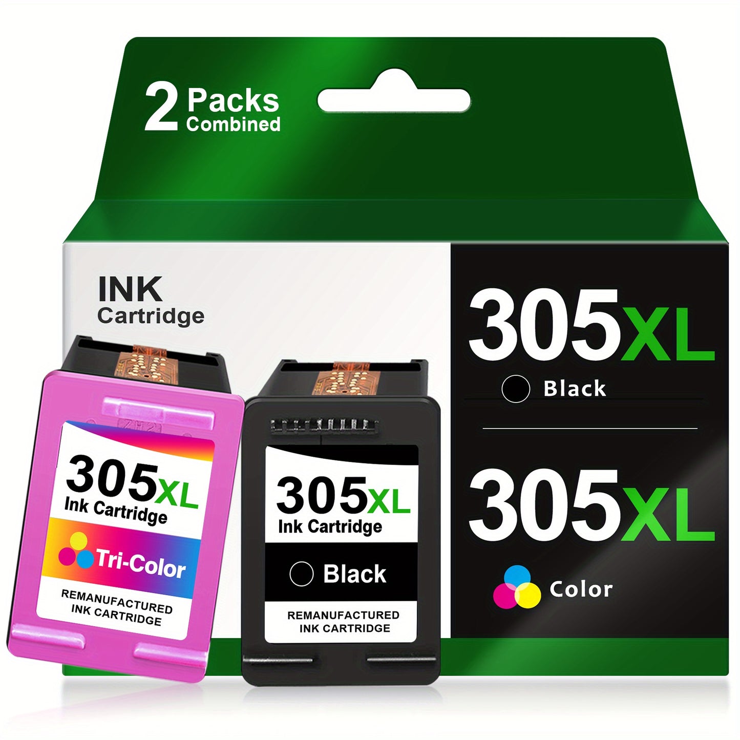 High-Yield 305XL Remanufactured Ink Cartridge for HP 305 305XL Compatible with HP DeskJet 2700 2710 2720 2722 DeskJet Plus 4100 4120 4130 Envy 6000 6010 6020 6032 Envy Pro 6400 6420- Black & Tri-Color