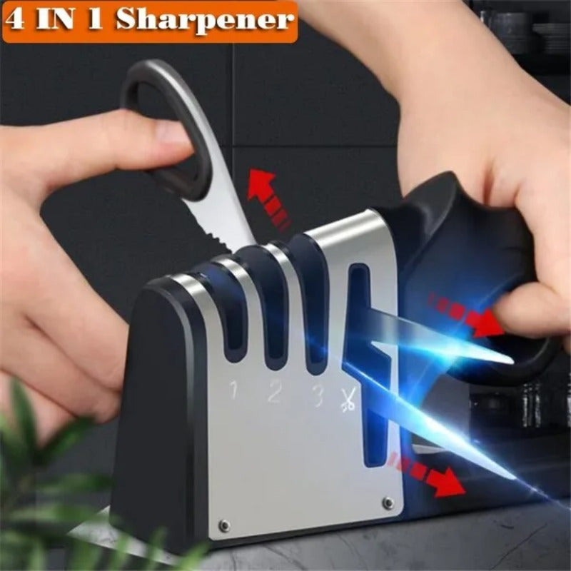 4-in-1 Professional Knife Sharpener for Home Use, Kitchen Knives and Scissors, Kitchen Knives, Kitchen Accessories, Kitchen Gadget, Compact Sharpener, Multifunctional Sharpener, Highquality Sharpener, Sturdy Construction, Sha