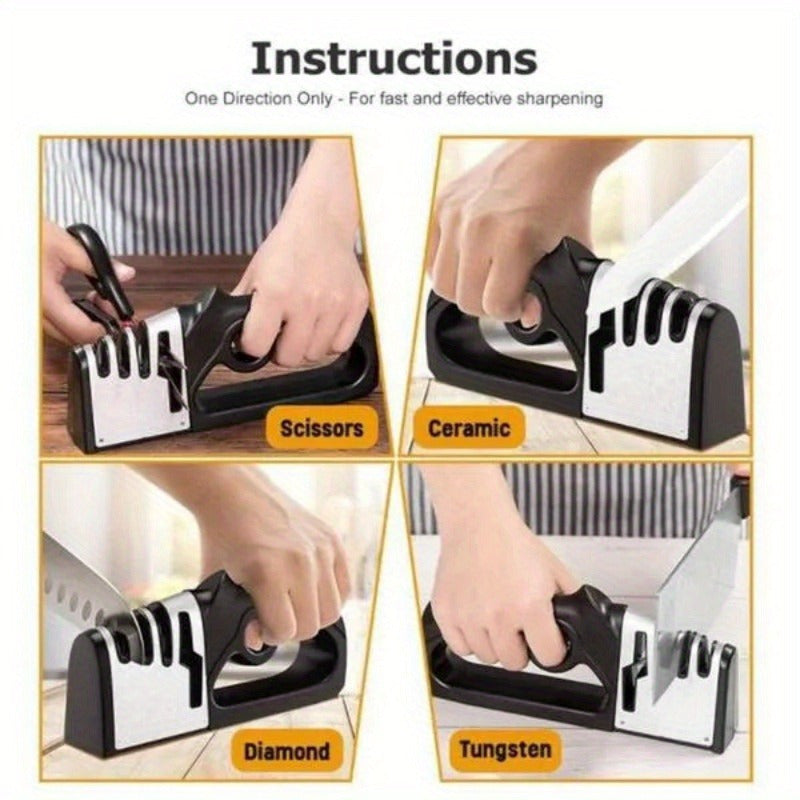 4-in-1 Professional Knife Sharpener for Home Use, Kitchen Knives and Scissors, Kitchen Knives, Kitchen Accessories, Kitchen Gadget, Compact Sharpener, Multifunctional Sharpener, Highquality Sharpener, Sturdy Construction, Sha