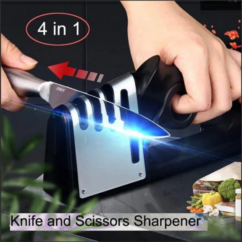 4-in-1 Professional Knife Sharpener for Home Use, Kitchen Knives and Scissors, Kitchen Knives, Kitchen Accessories, Kitchen Gadget, Compact Sharpener, Multifunctional Sharpener, Highquality Sharpener, Sturdy Construction, Sha
