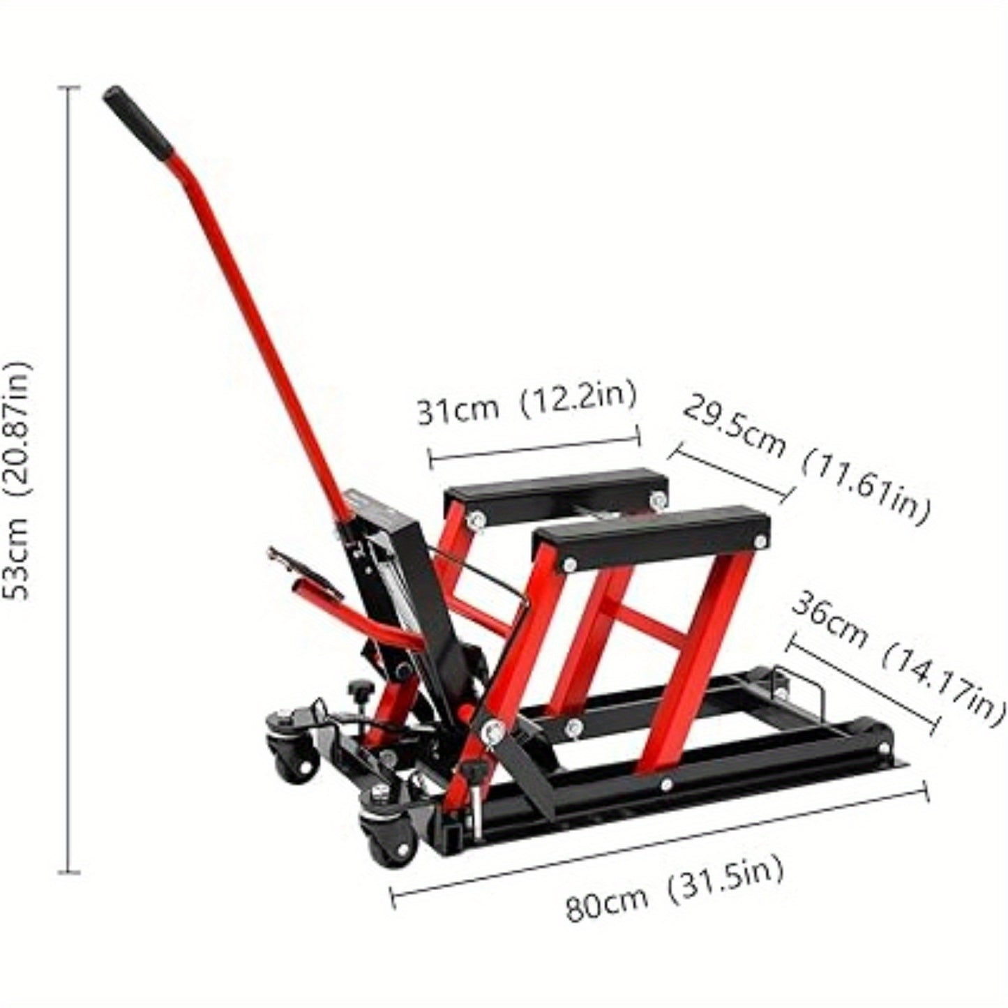 CNCEST Motorcycle Lift, Hydraulic Motorcycle Lift, Maximum Load 680kg, Rubberised Carrying Surfaces, Easy Use, Mounting Stand, Folding Lifting Platform (Red) Hot, Motorcycle Lifts, Motorcycle Stand Pad, Motorcycle Parts And A