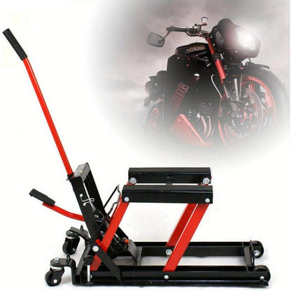 CNCEST Motorcycle Lift, Hydraulic Motorcycle Lift, Maximum Load 680kg, Rubberised Carrying Surfaces, Easy Use, Mounting Stand, Folding Lifting Platform (Red) Hot, Motorcycle Lifts, Motorcycle Stand Pad, Motorcycle Parts And A