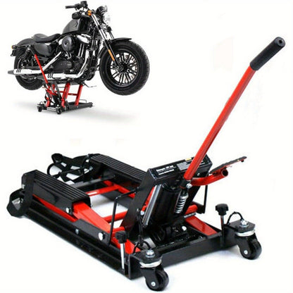 CNCEST Motorcycle Lift, Hydraulic Motorcycle Lift, Maximum Load 680kg, Rubberised Carrying Surfaces, Easy Use, Mounting Stand, Folding Lifting Platform (Red) Hot, Motorcycle Lifts, Motorcycle Stand Pad, Motorcycle Parts And A
