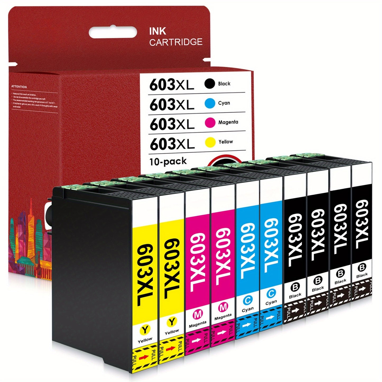 603XL Ink Cartridges Compatible for Epson 603 XL Ink Cartridges for Expression Home XP-2100 XP-2150 XP-3100 XP-3105 XP-3150 XP-4100 XP-4155 Workforce WF-2810 WF-2830 WF-2835 WF-2840 WF-2850 10Pack