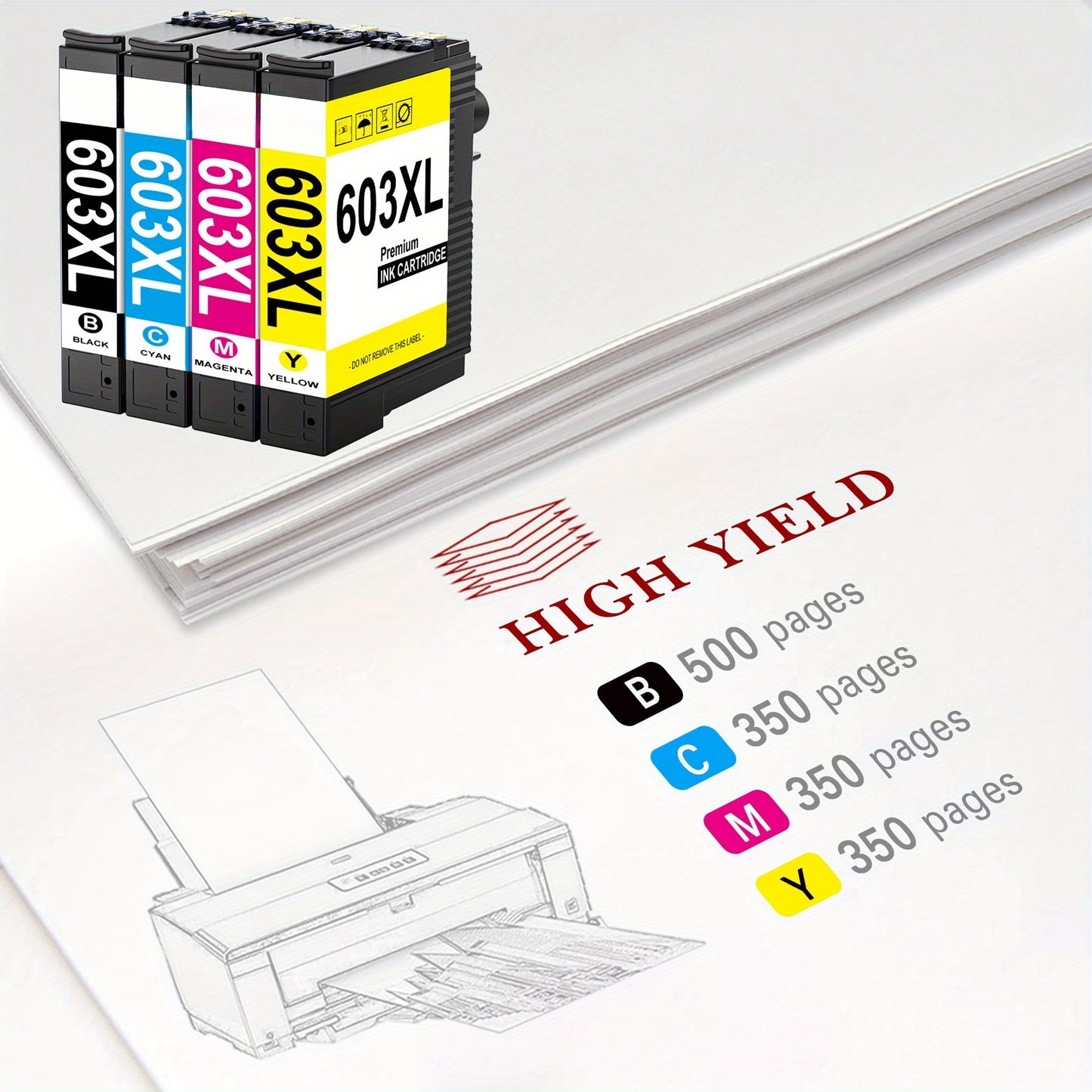 603XL Ink Cartridges Compatible for Epson 603 XL Ink Cartridges for Expression Home XP-2100 XP-2150 XP-3100 XP-3105 XP-3150 XP-4100 XP-4155 Workforce WF-2810 WF-2830 WF-2835 WF-2840 WF-2850 10Pack