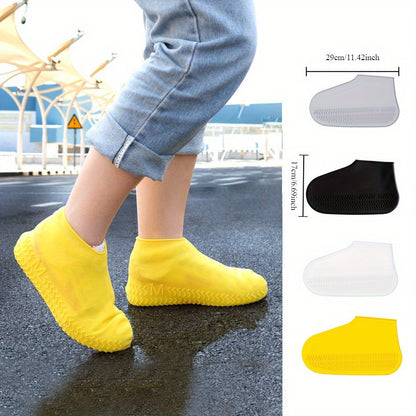 1 Pair Durable Silicone Shoe Covers, Reusable Waterproof Non-Slip Outdoor Foot Protectors, Latex Cycling Rain Boot Covers, Dustproof Wear-Resistant Footwear