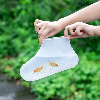 1 Pair Durable Silicone Shoe Covers, Reusable Waterproof Non-Slip Outdoor Foot Protectors, Latex Cycling Rain Boot Covers, Dustproof Wear-Resistant Footwear