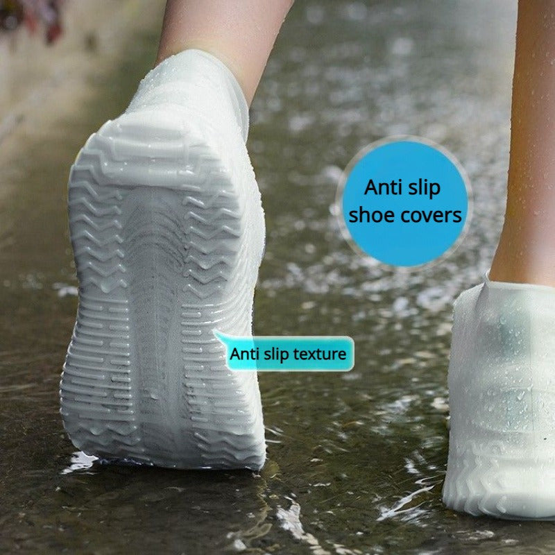 1 Pair Durable Silicone Shoe Covers, Reusable Waterproof Non-Slip Outdoor Foot Protectors, Latex Cycling Rain Boot Covers, Dustproof Wear-Resistant Footwear