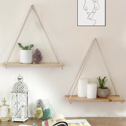 2pcs Boho Decor Hanging Shelf, Storage Display Shelves For Hanging Plants Photos, Rustic Wood Floating Shelves For Nursery Bedroom Bathroom Living Room, wall decor