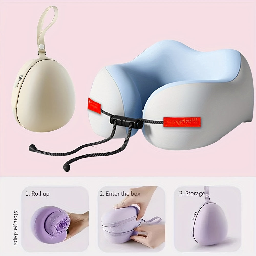 2pcs [Portable Neck Pillow] Ergonomic U-Shaped Neck Pillow+Fashion storage bag | Slow Rebound  for Head & Neck Support, Machine Washable Cover, Lightweight & Portable for Travel, Office, Airplane Use